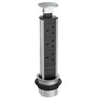 Sensio Stainless Steel Pull up Socket  3 x Plug Sockets  + 2 x USB Ports