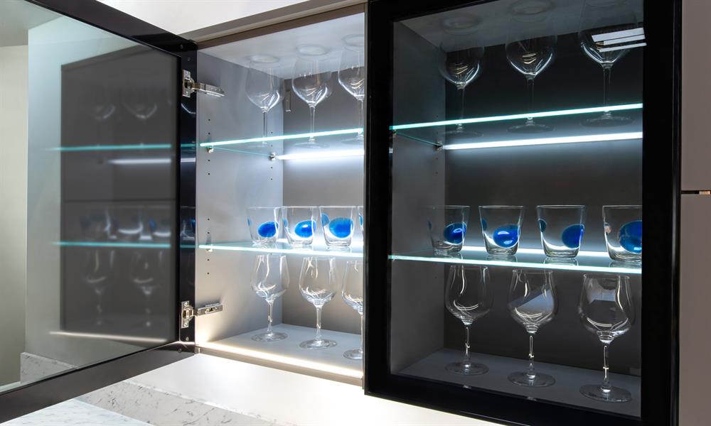 Glass shelf store edge lighting